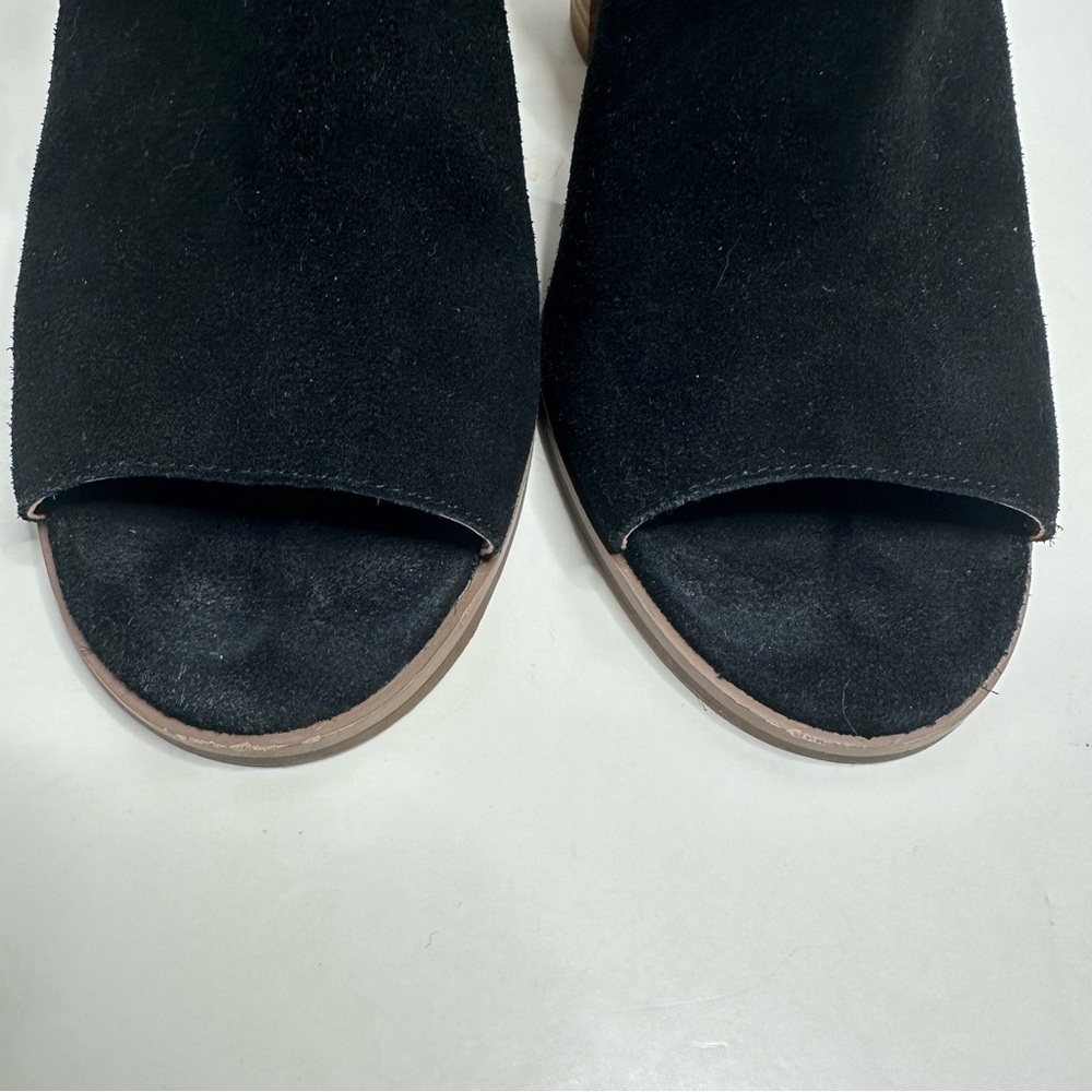 Lucky Brand Keight Black Suede Open Toe Bootie Size 9.5 - Picture 6 of 10